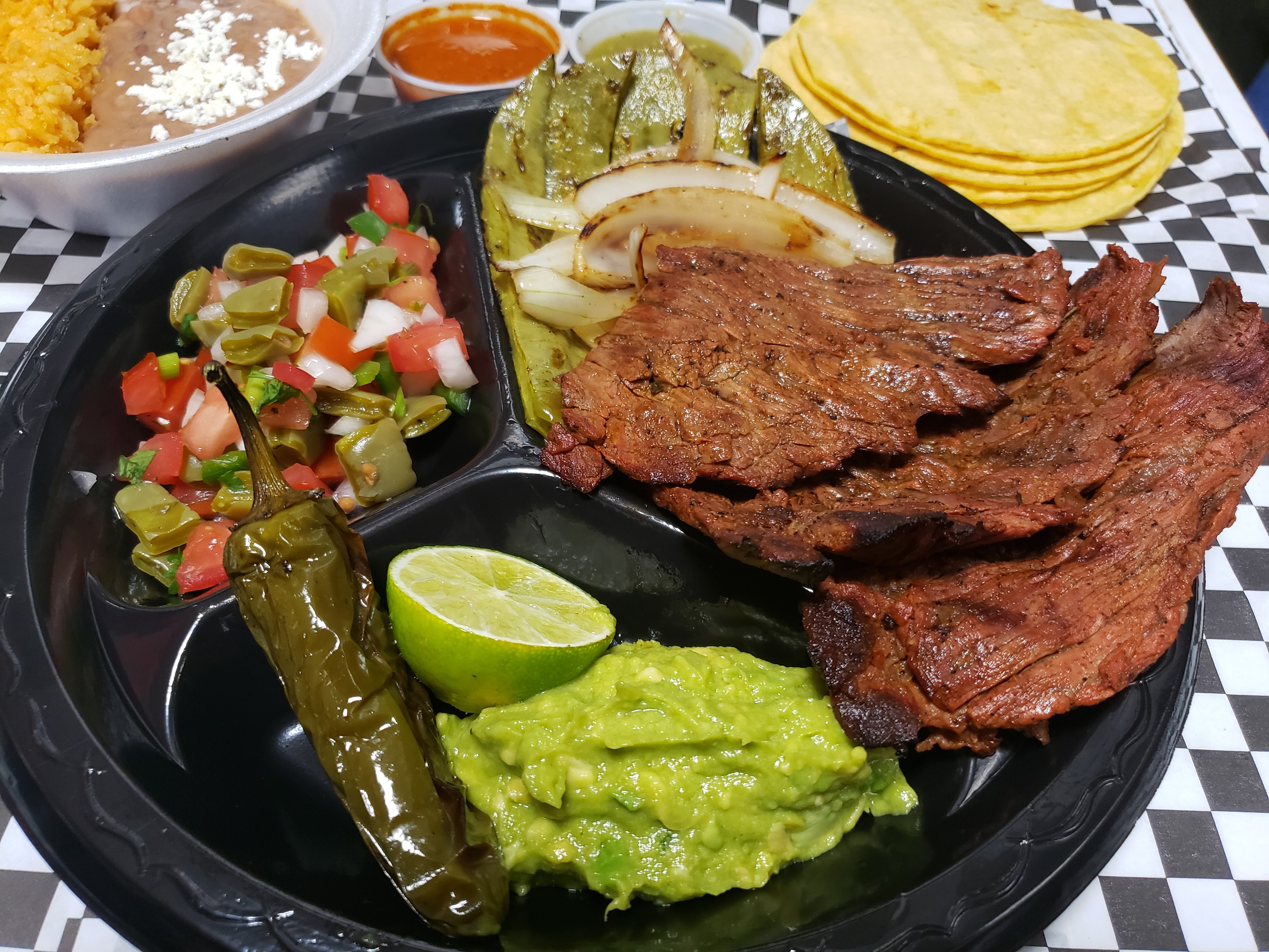 Order Carne Asada Plate food online from Happy Taco store, Los Angeles on bringmethat.com