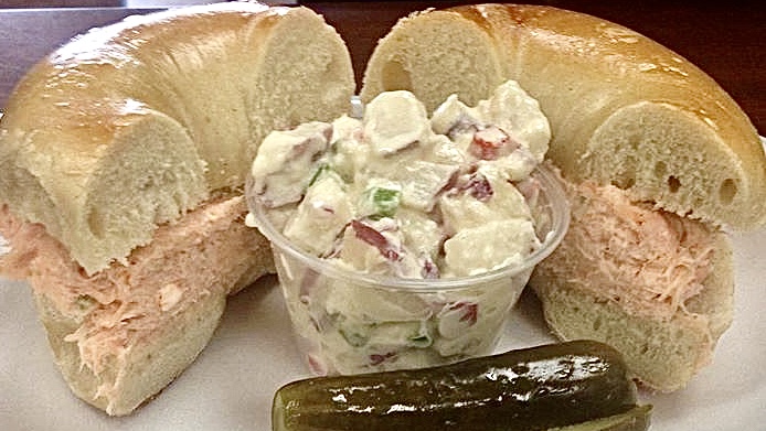Order Baked Salmon Salad Sandwich food online from Max Bialystok & Company store, Long Beach on bringmethat.com