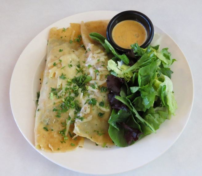 Order Chicken Florentine Crepes food online from Champagne Bakery store, Encinitas on bringmethat.com