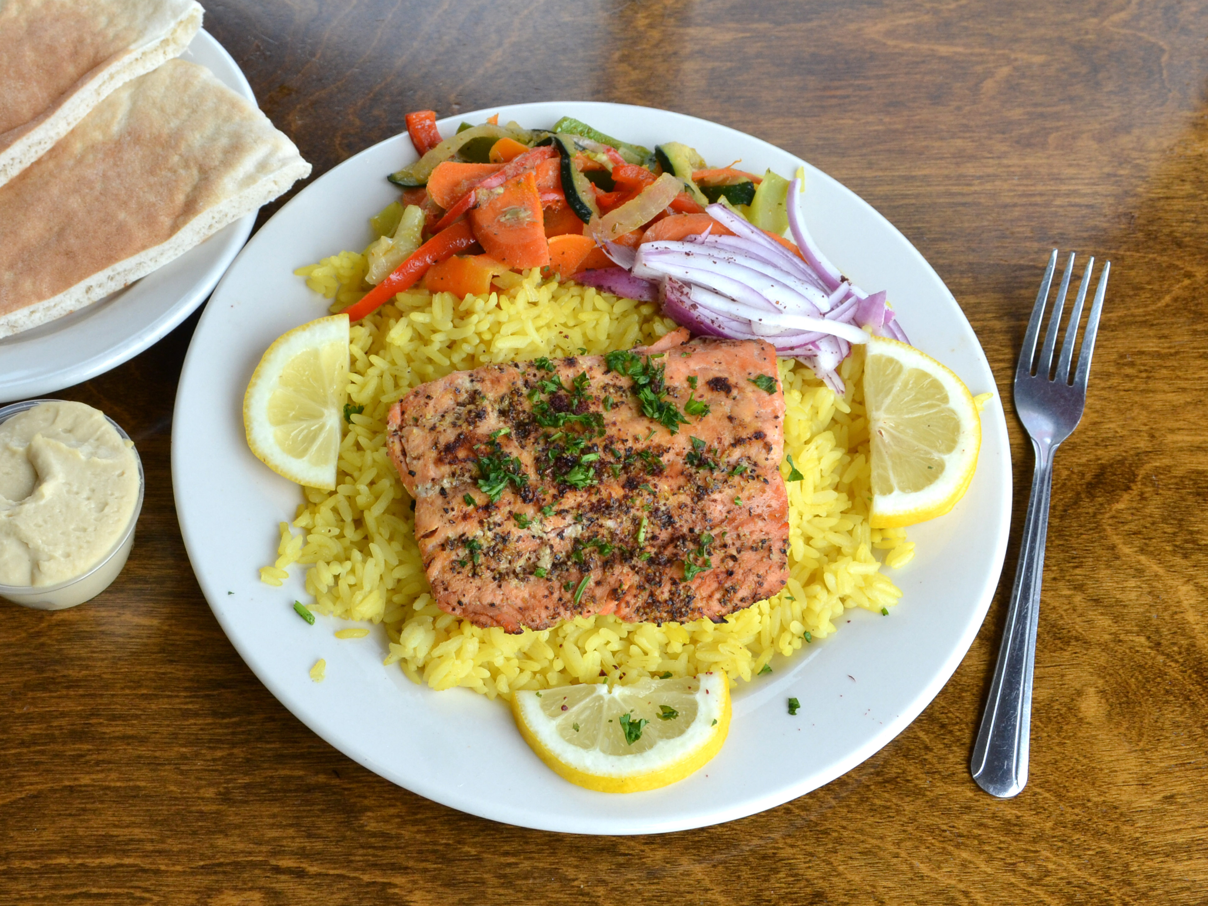 Order Salmon Entree food online from Jerusalem cafe-lombard store, Lombard on bringmethat.com