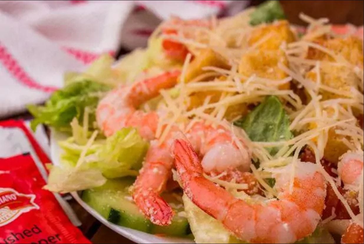 Order Shrimp Caesar Salad - Personal food online from Pizza Fino store, Houston on bringmethat.com