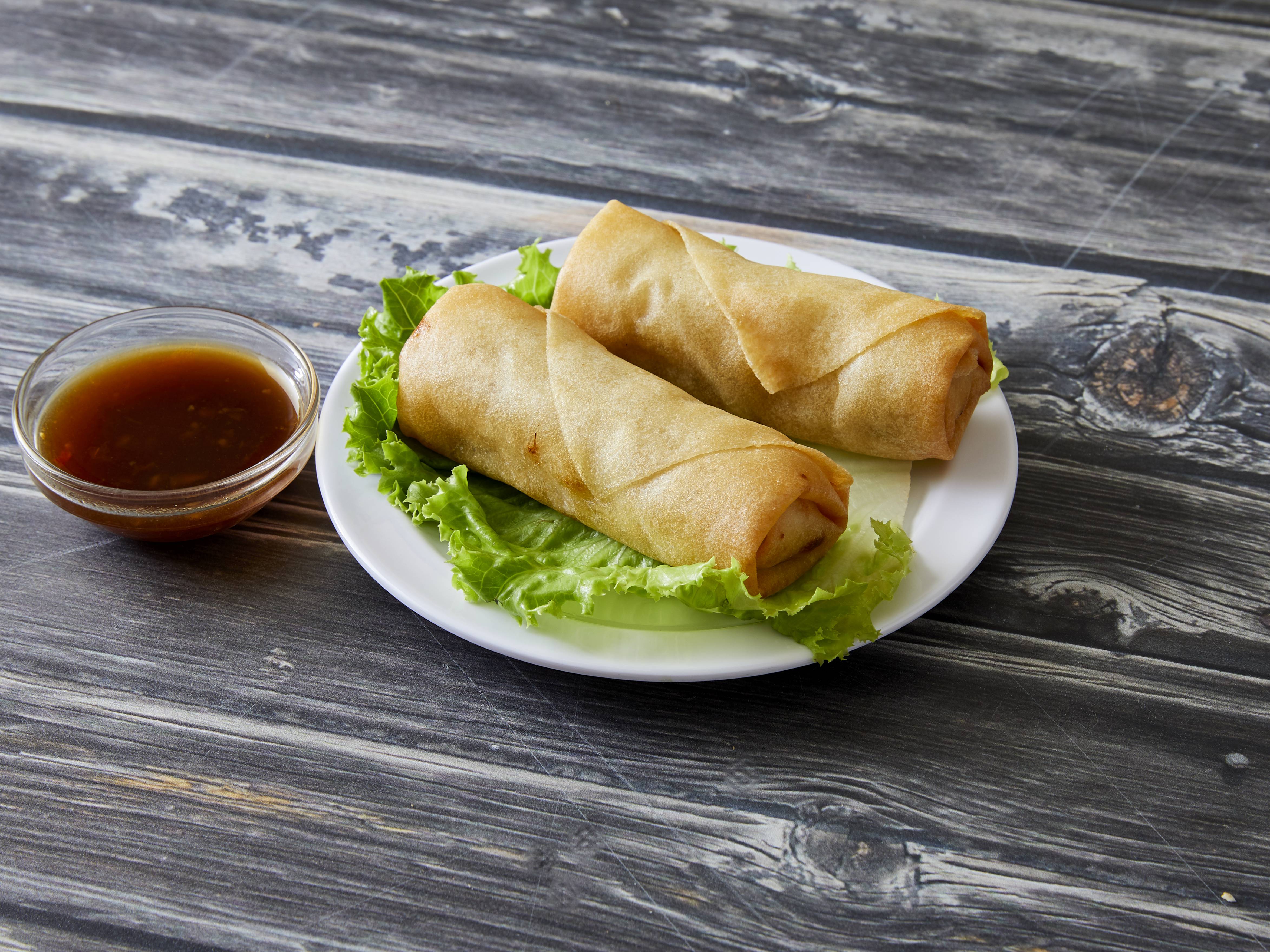 Order 02. Vegetable Spring Roll food online from China King Restaurant store, Harwood Heights on bringmethat.com
