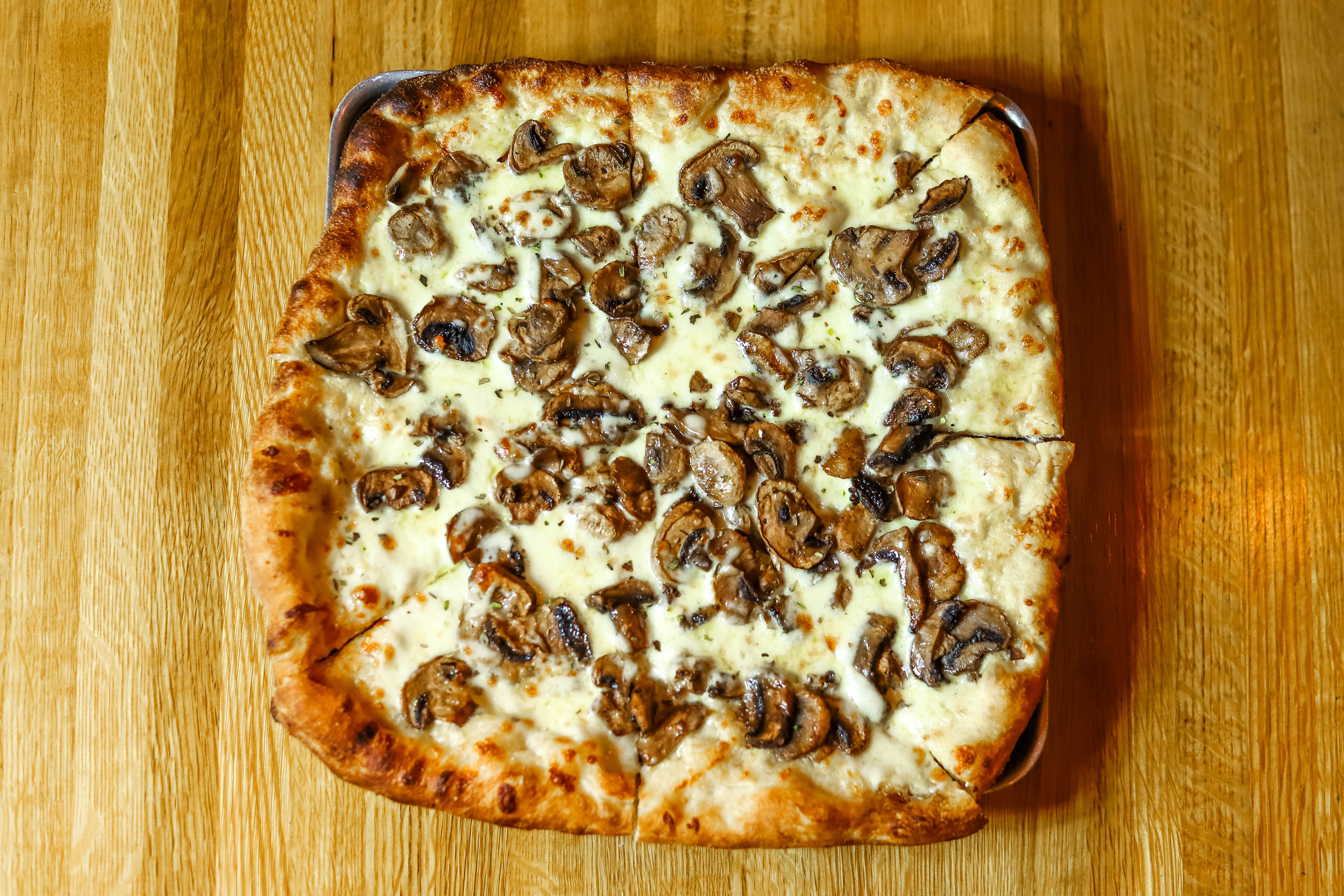 Order Mushroom Flatbread food online from Santucci Original Square Pizza store, Ventnor City on bringmethat.com