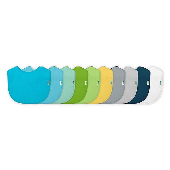 Order green sprouts® 10-Pack Infant Stay-dry Bibs in Aqua-Multi Set food online from Bed Bath & Beyond store, Lancaster on bringmethat.com