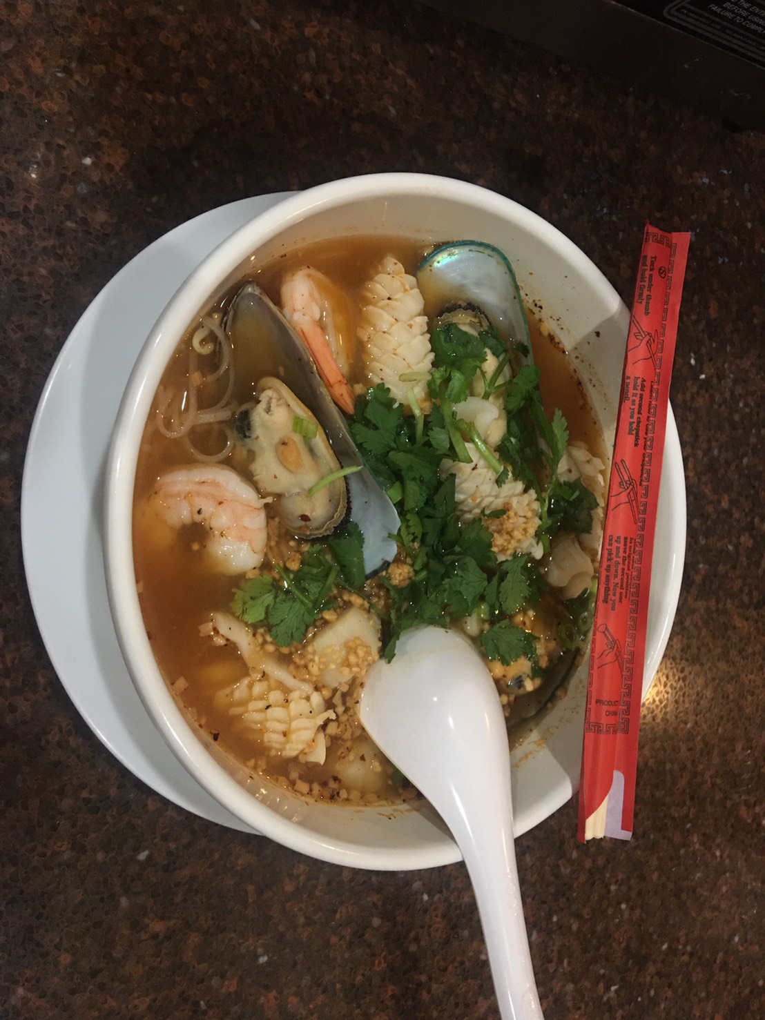 Order Tom Yum Seafood Soup (large) food online from Tawan Thai store, Algonquin on bringmethat.com