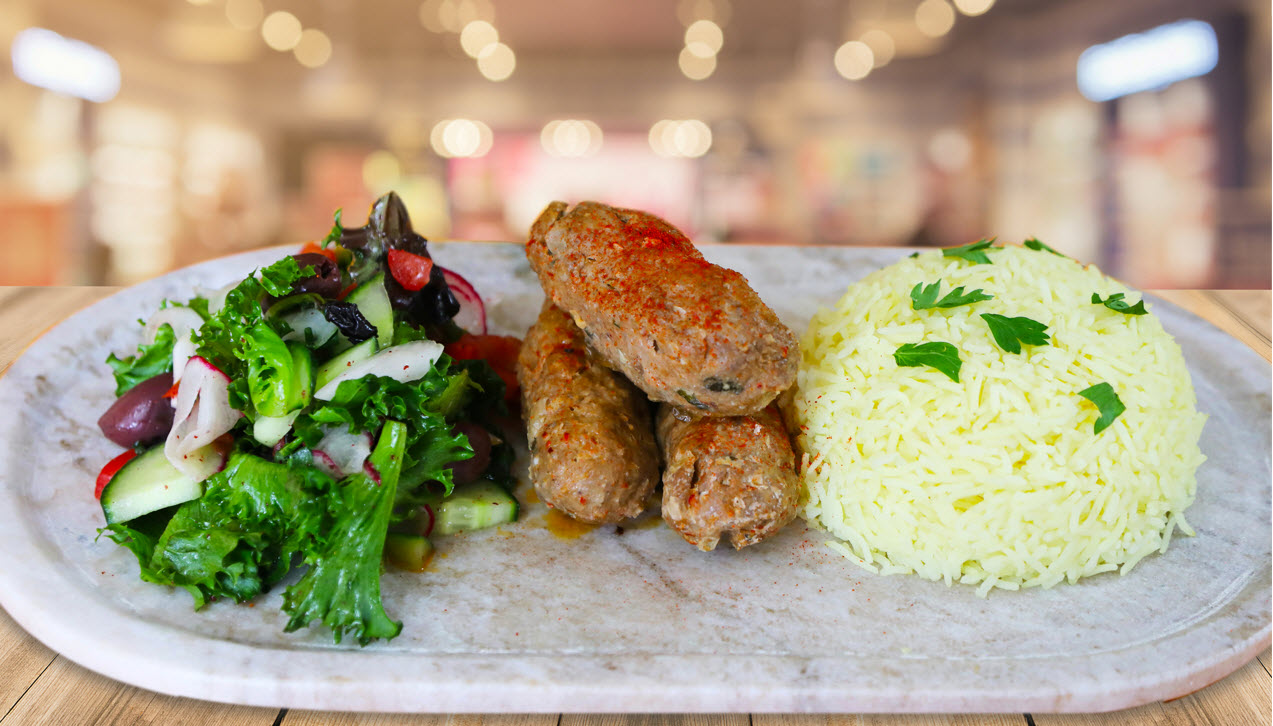 Order Spicy Adana Kebab - Lamb Kebab food online from Dates & Olives store, Natick on bringmethat.com