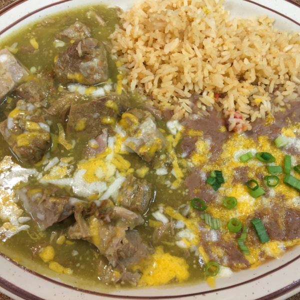 Order Chile Verde Dinner food online from Tio's Mexican Food - Day Creek store, Rancho Cucamonga on bringmethat.com