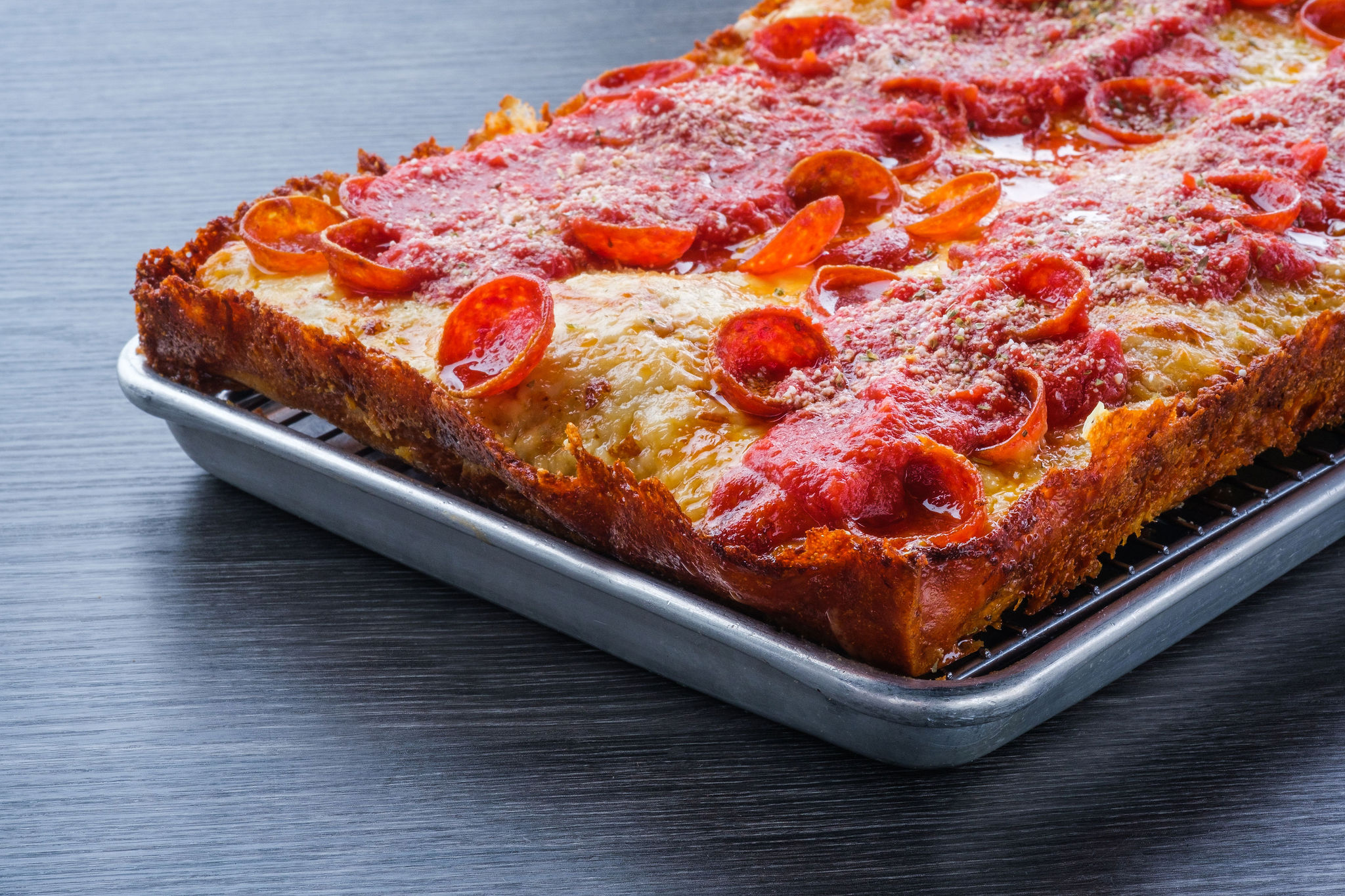 Order Detroit Pepperoni Pizza food online from Slice House store, San Leandro on bringmethat.com