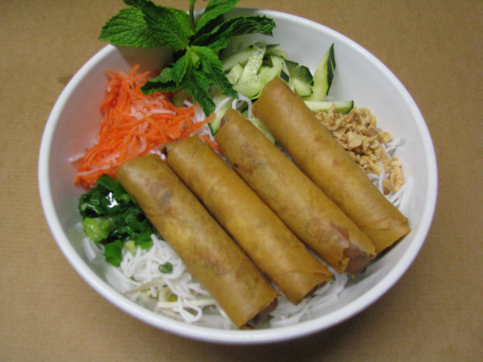 Order B02. Vermicelli with Fried Egg-rolls (BCC) food online from Pho Daily store, Gardena on bringmethat.com