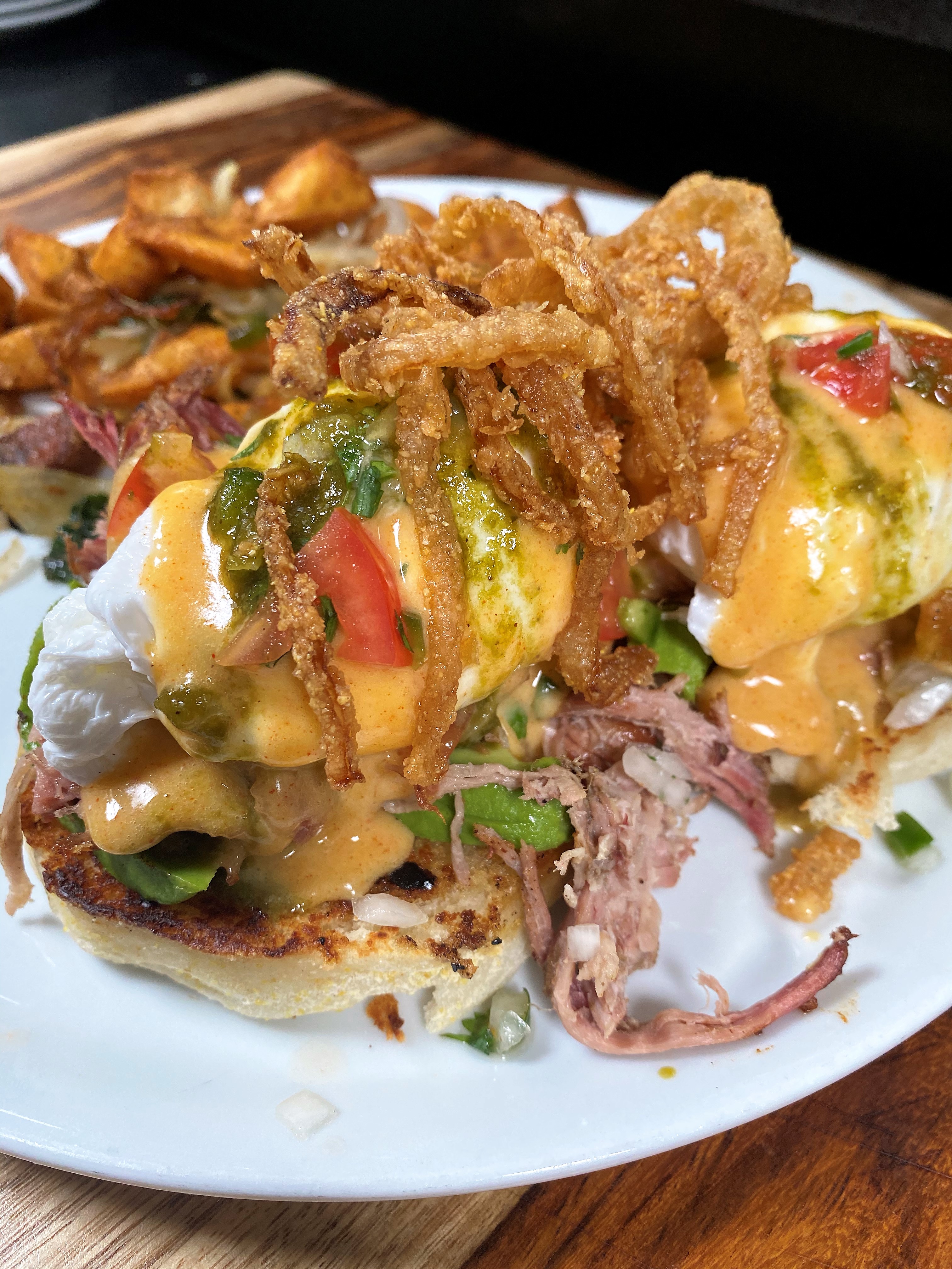 Order Smoked Pork Benedict food online from Taphouse Kitchen store, Phoenix on bringmethat.com