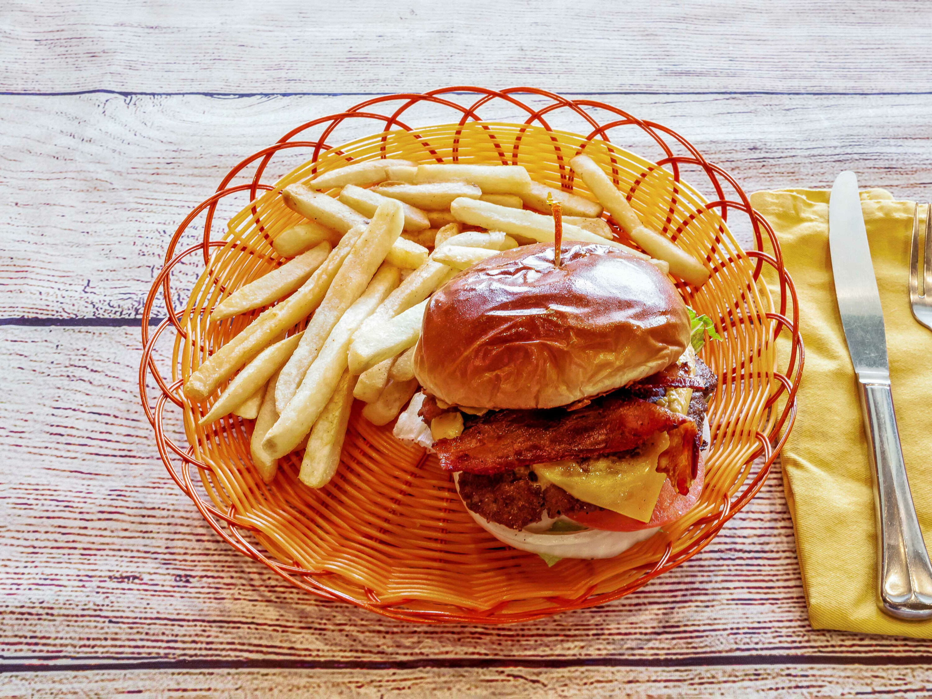 Order Cheese Burger + Fries food online from Win Wings store, Montclair on bringmethat.com