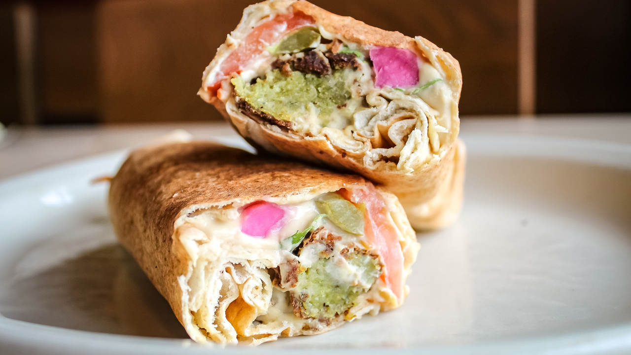 Order Hummus Falafel Rolled food online from Aladdins Eatery store, Cranberry Township on bringmethat.com