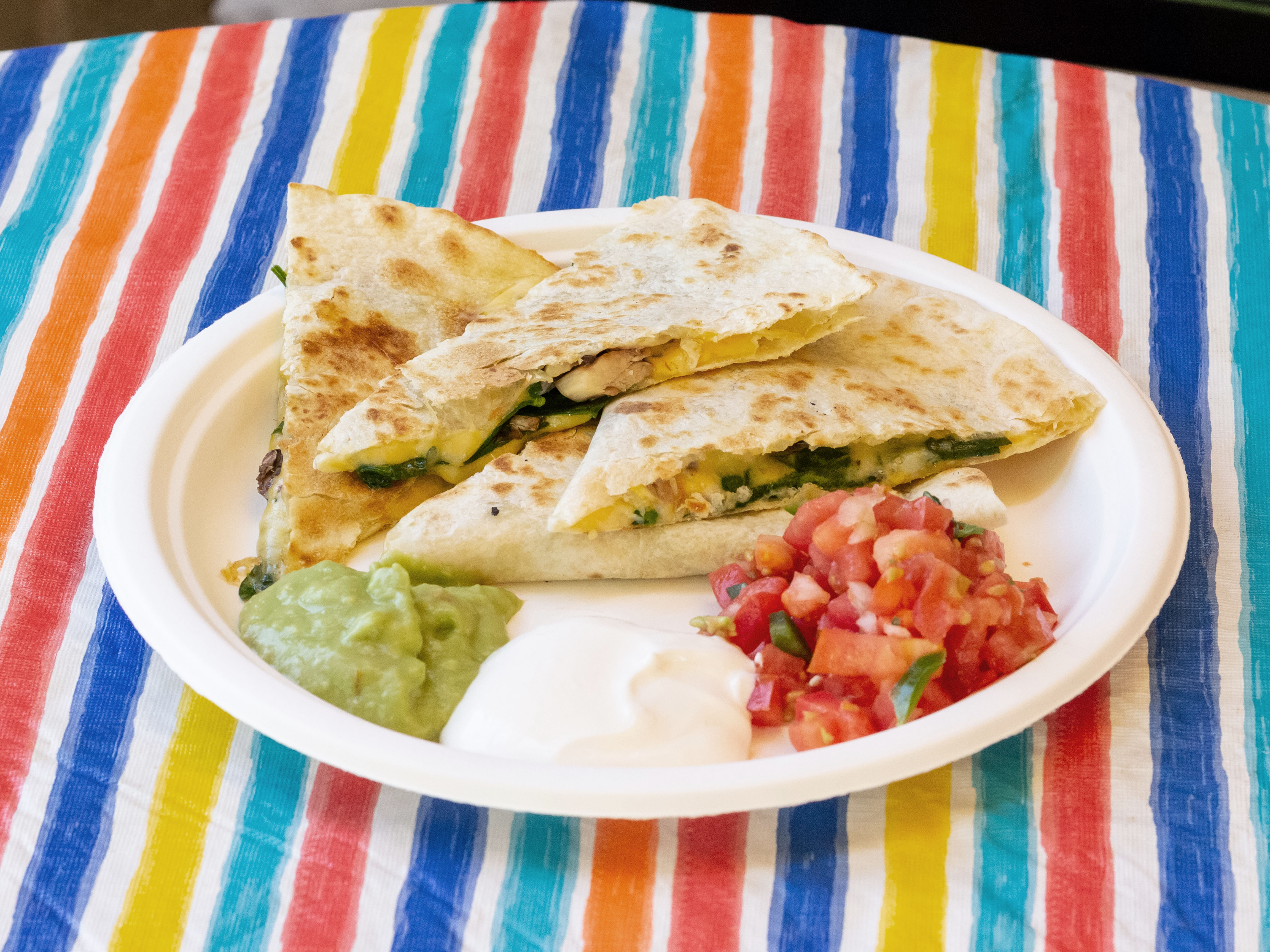 Order Spinach and Mushrooms Quesadilla food online from Baja Burrito store, Raleigh on bringmethat.com