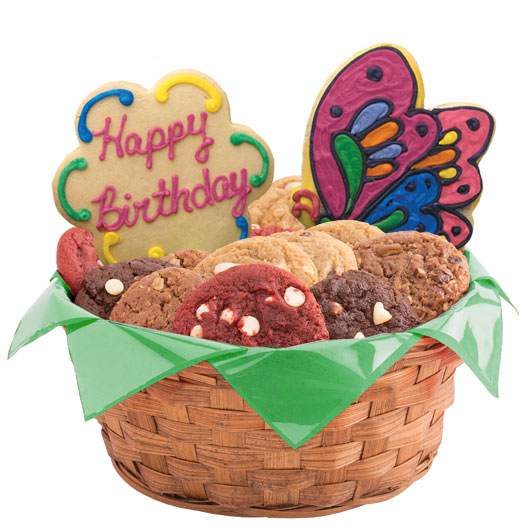 Order W249. Butterfly and Daisy Birthday Basket food online from Cookies By Design store, Naperville on bringmethat.com
