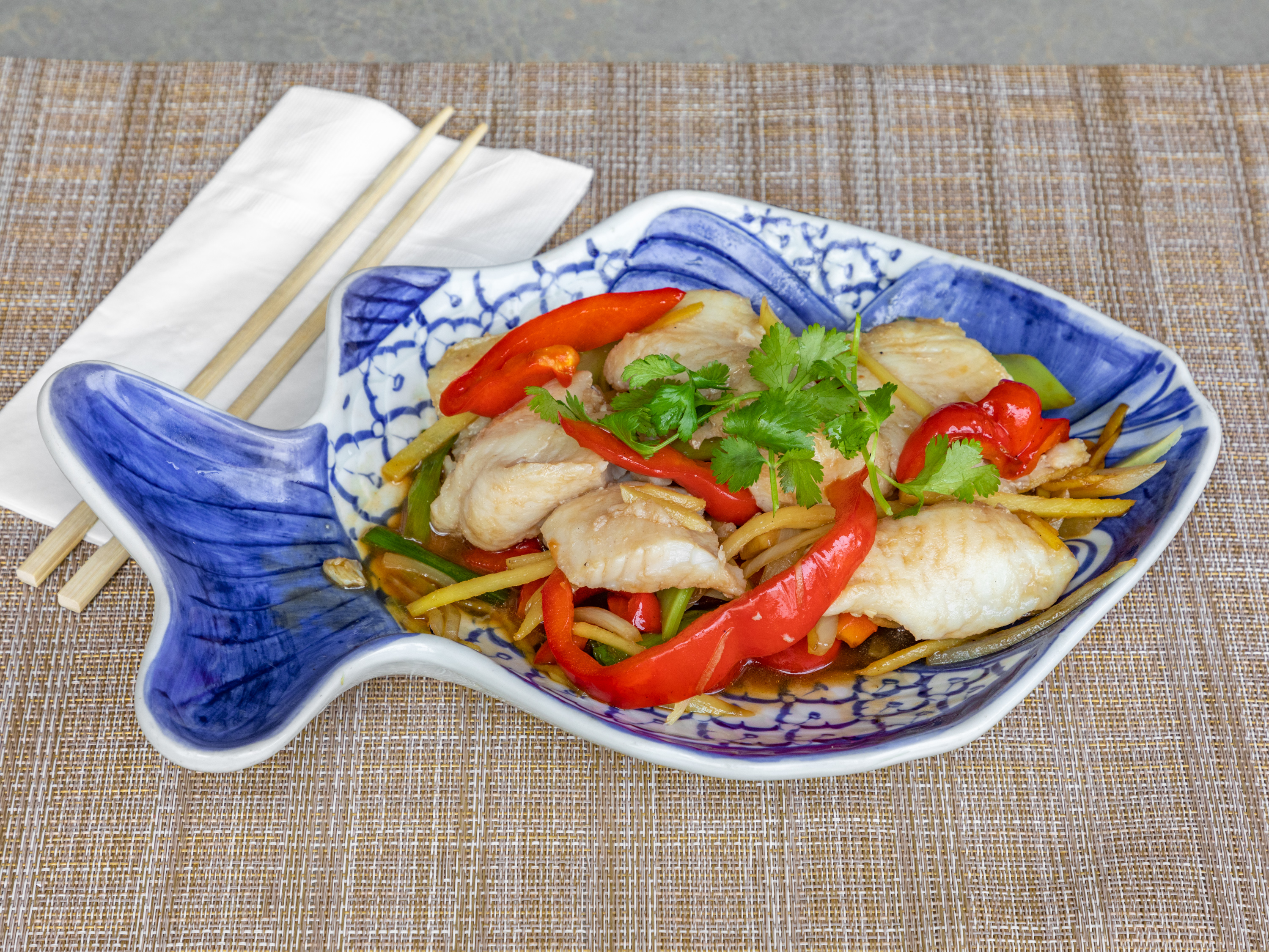Order 57. Ginger Fish food online from Phuket Thai Restaurant store, Redondo Beach on bringmethat.com