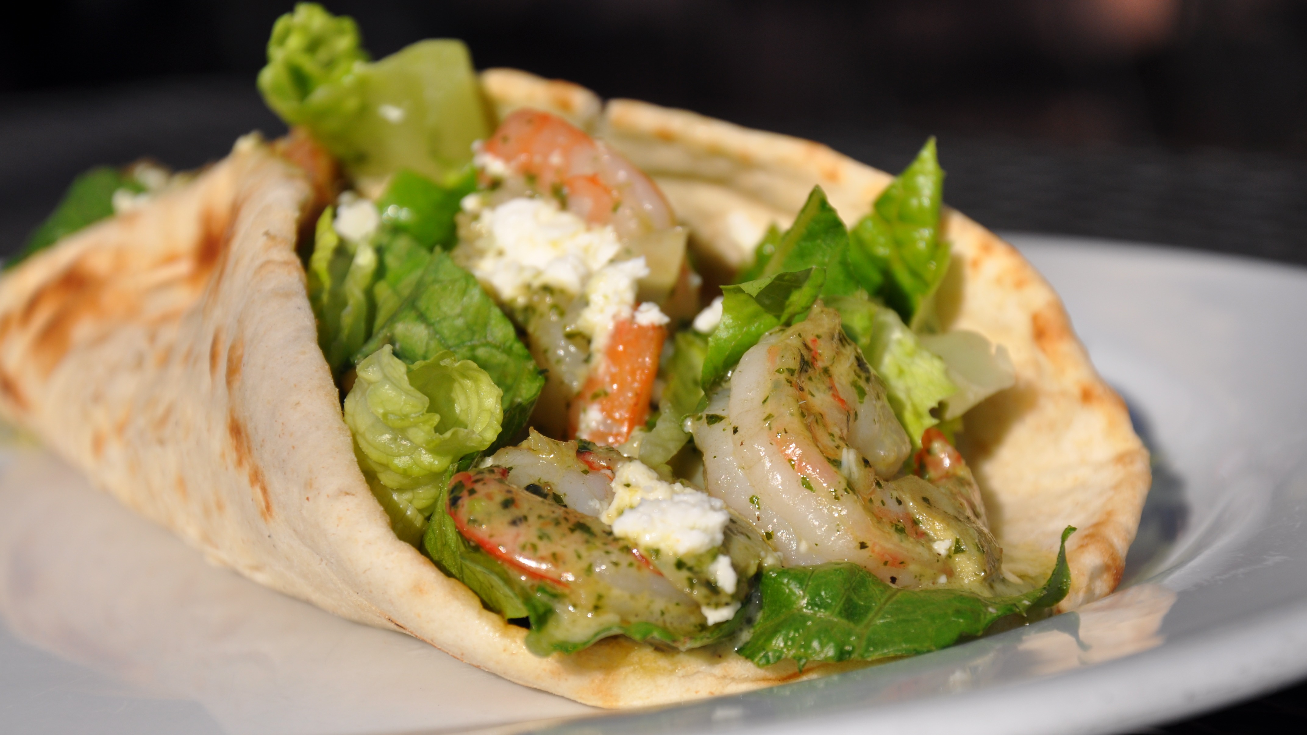 Order Shrimp Pesto Wrap food online from Angelico Pizzeria and Cafe store, Washington on bringmethat.com