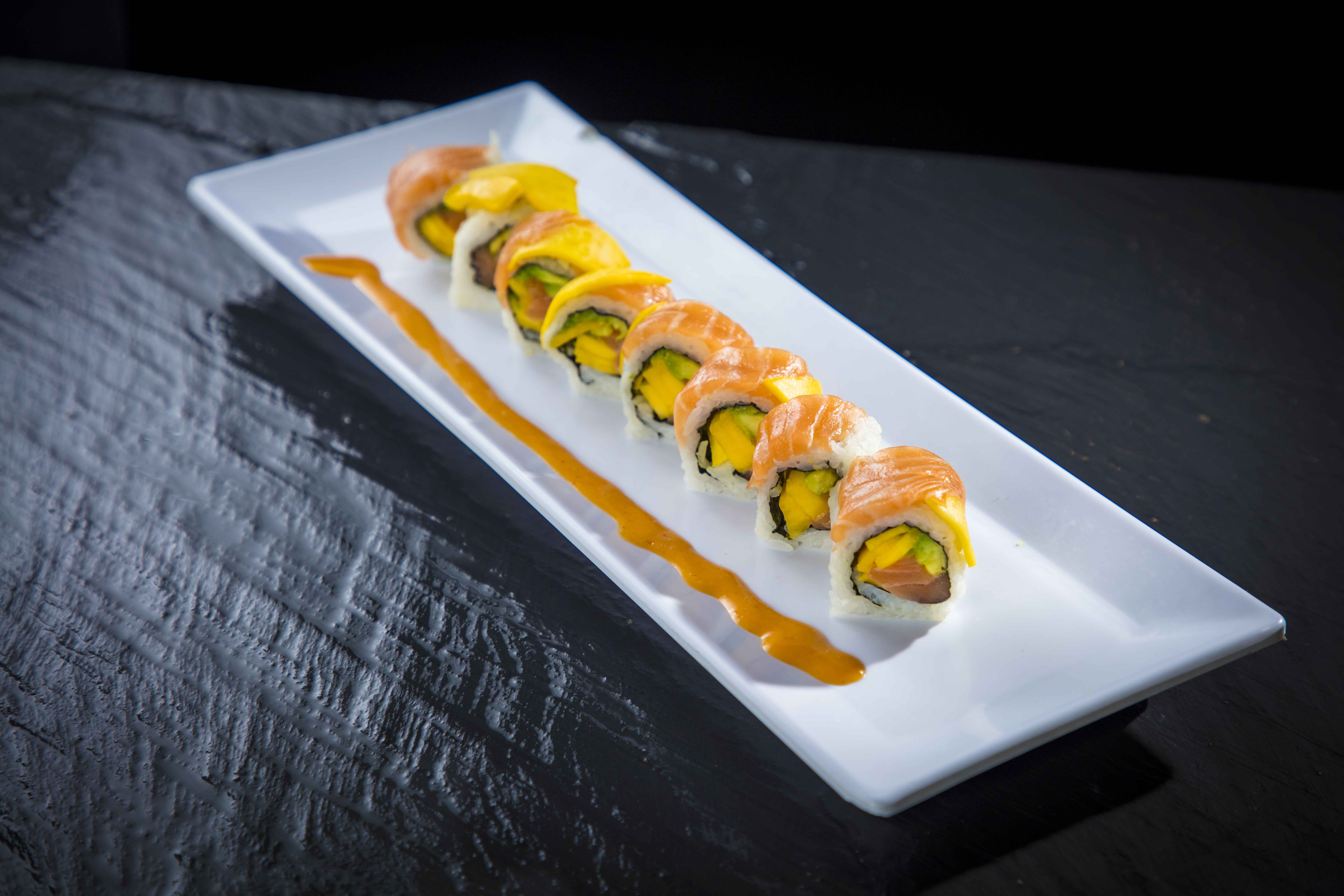 Order Tropical Delight Roll food online from Sushi Okoku store, Riverside on bringmethat.com
