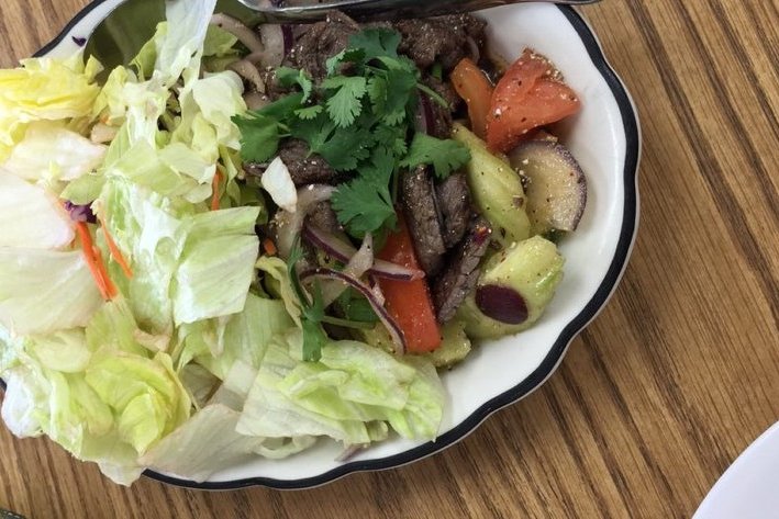 Order 9. Spicy Beef Salad (Yum Nua) food online from Thai Pepper store, Huntington Beach on bringmethat.com