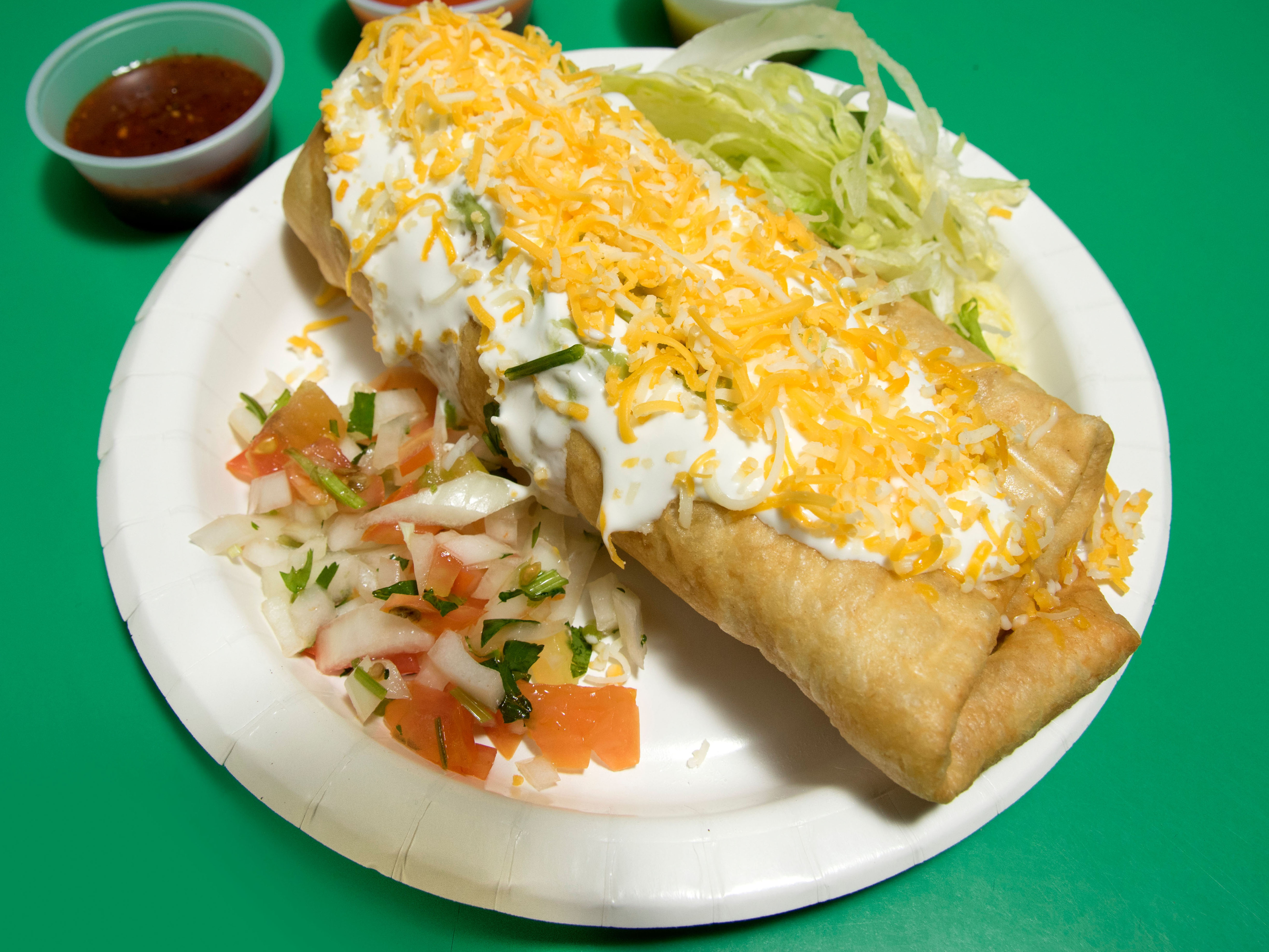 Order Chimichanga Burrito food online from Rolberto Taco Shop store, San Diego on bringmethat.com