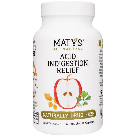 Order Maty's Acid & Indigestion Relief Vegetarian Capsules (60 ct) food online from Rite Aid store, Newark on bringmethat.com