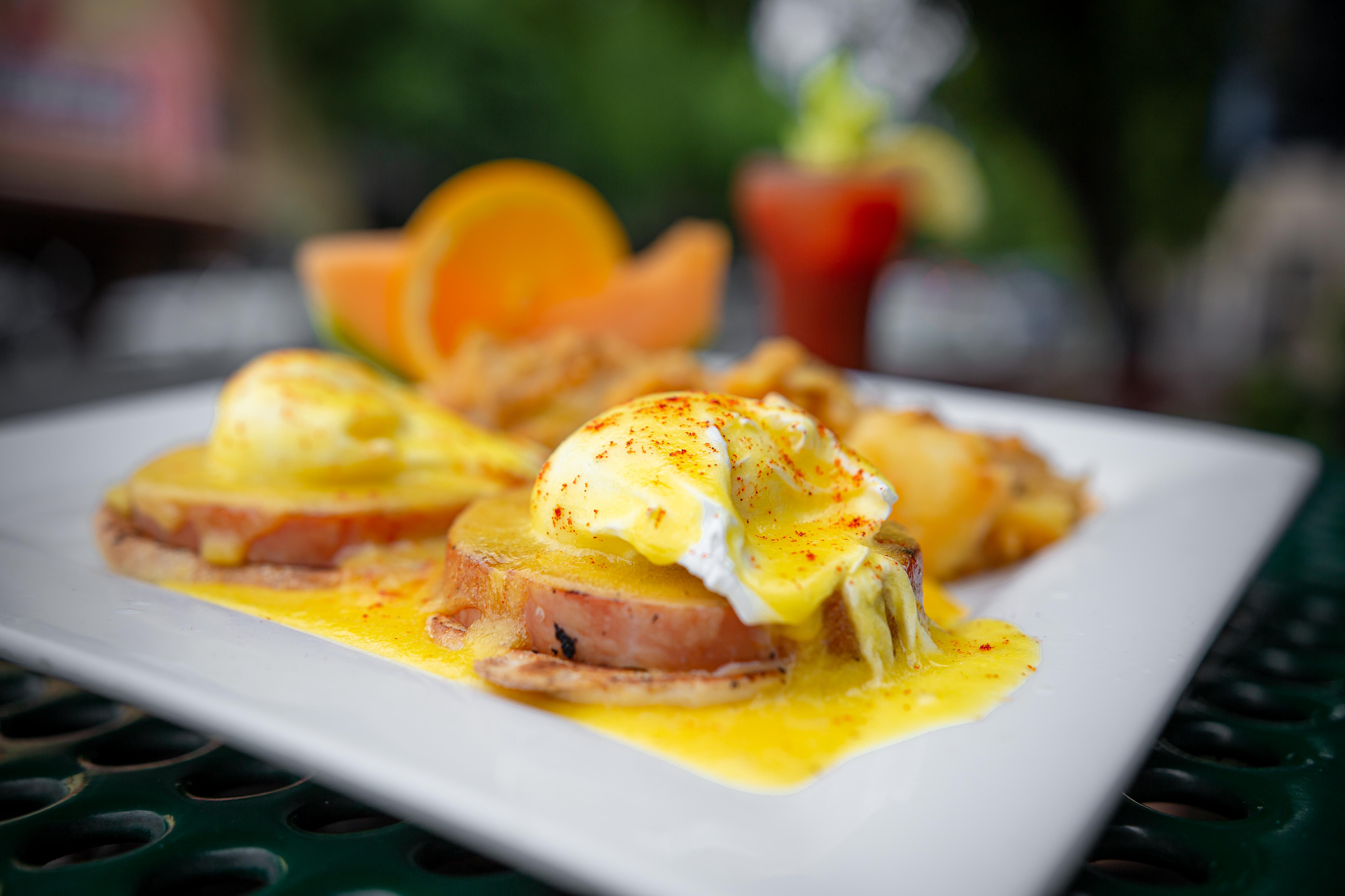 Order Mimosa Benedict food online from Mom Restaurant store, Chico on bringmethat.com