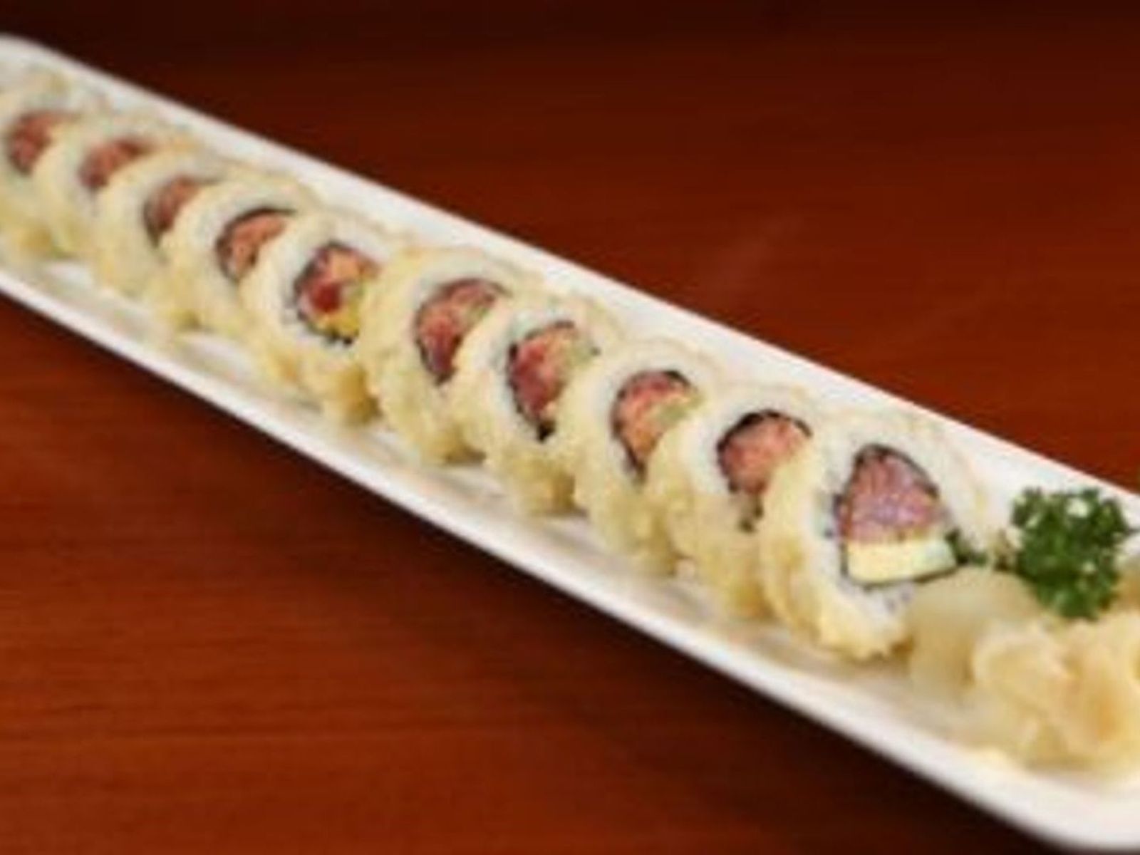 Order Spicy Tuna Tempura Roll food online from Genki Ya store, Brookline on bringmethat.com