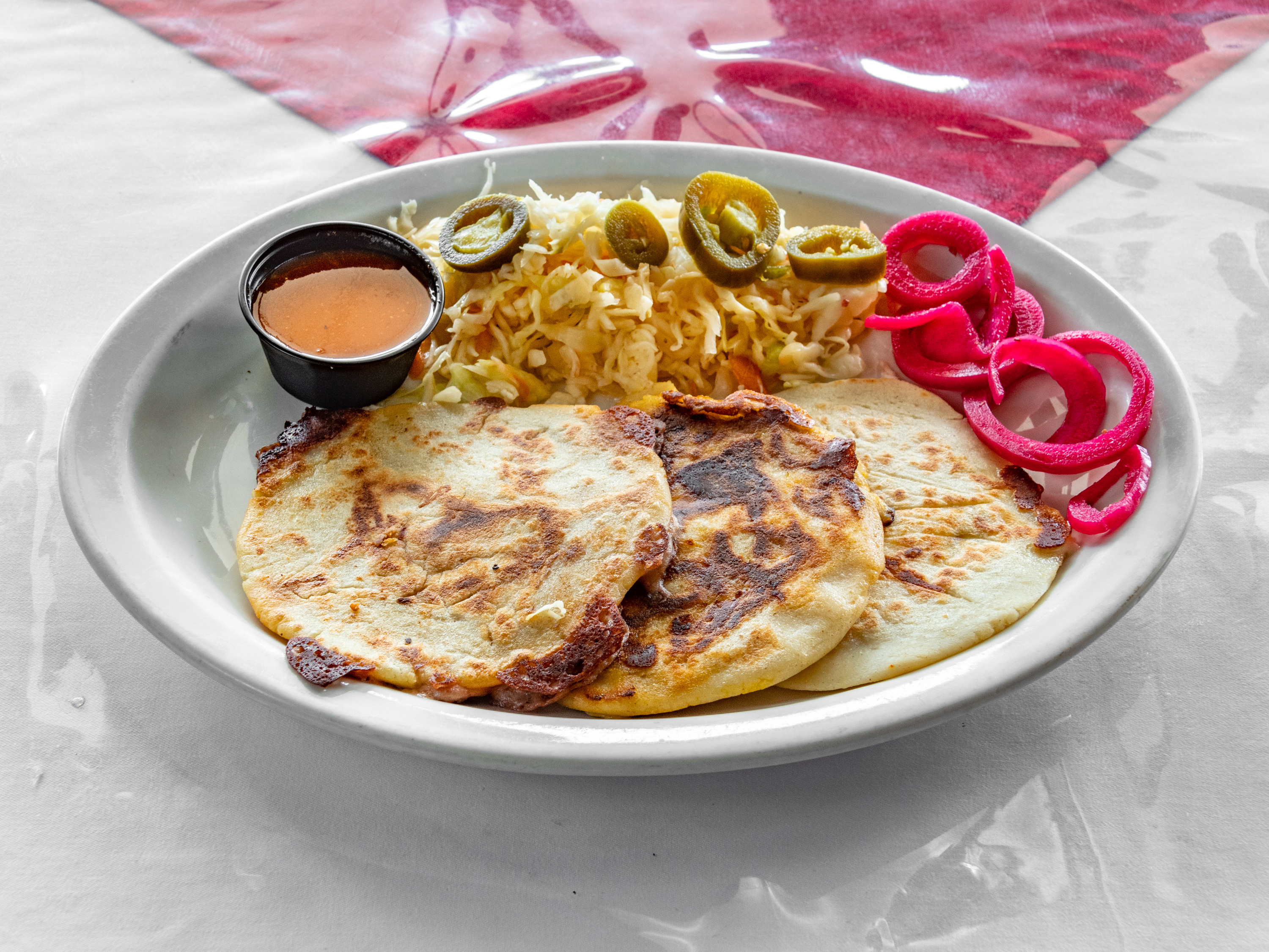 Order Pupusas Plate food online from Rincon Magico Bar & Grill store, Silver Spring on bringmethat.com