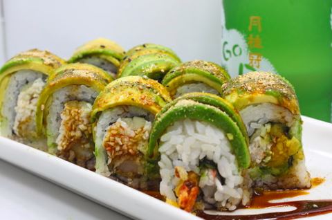Order Green Dragon Roll food online from Crazy Fish store, Albuquerque on bringmethat.com
