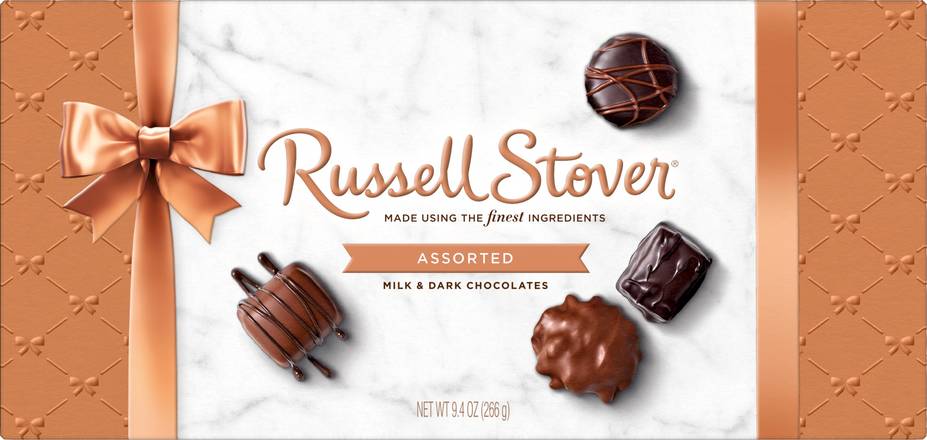 Order Russell Stover Assorted Milk Chocolate & Dark Chocolate Gift Box., 9.4 oz food online from CVS store, BRYAN on bringmethat.com