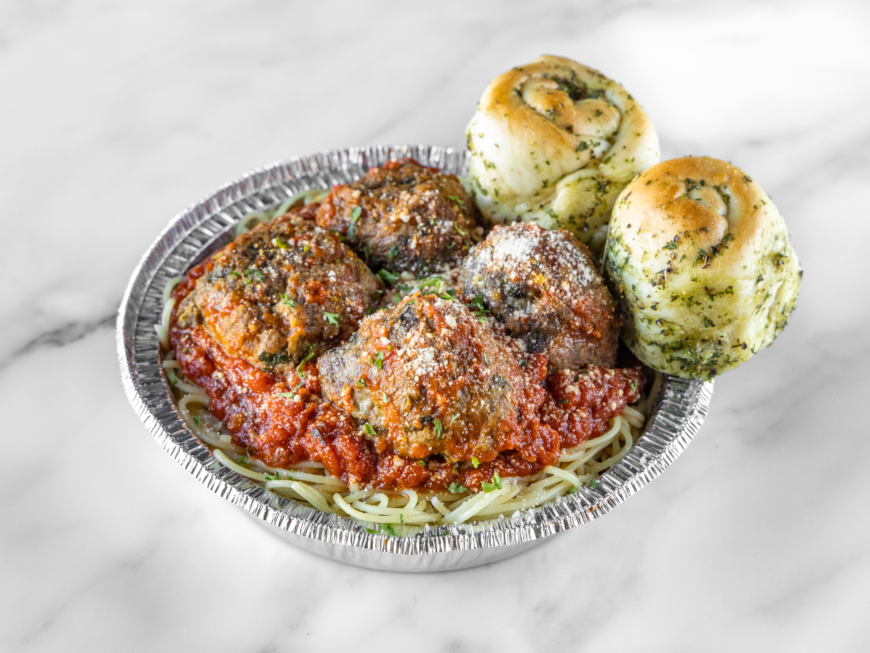 Order Spaghetti with Meatballs food online from Alfredo Pizza store, Los Angeles on bringmethat.com