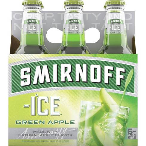 Order Smirnoff Ice Green Apple, 6pk-12oz bottle beer (5.0% ABV) food online from Mimi Liquor store, Joliet on bringmethat.com