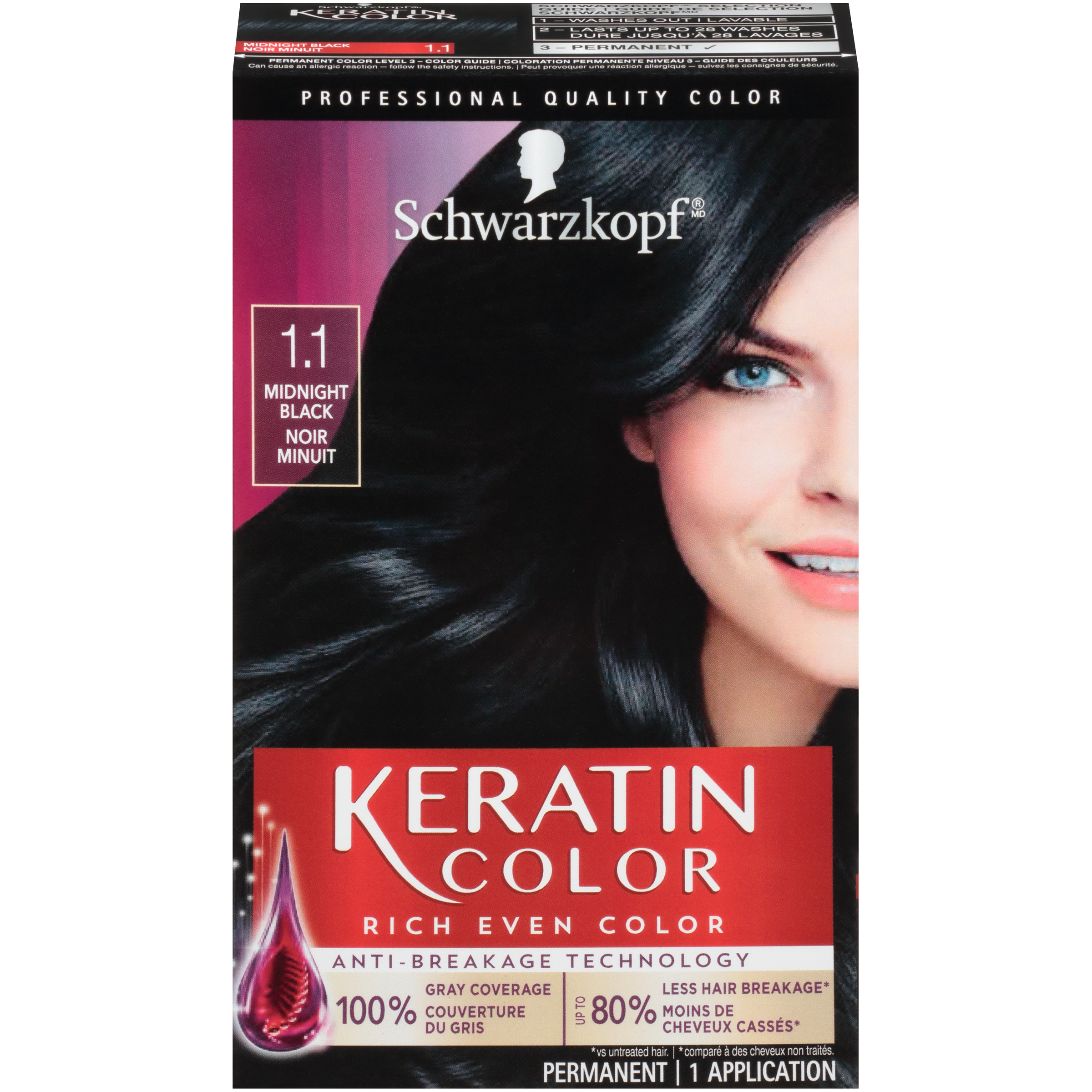 Order Schwarzkopf Keratin Color Permanent Hair Color Cream, 1.1 Midnight Black food online from Rite Aid store, MILLER PLACE on bringmethat.com
