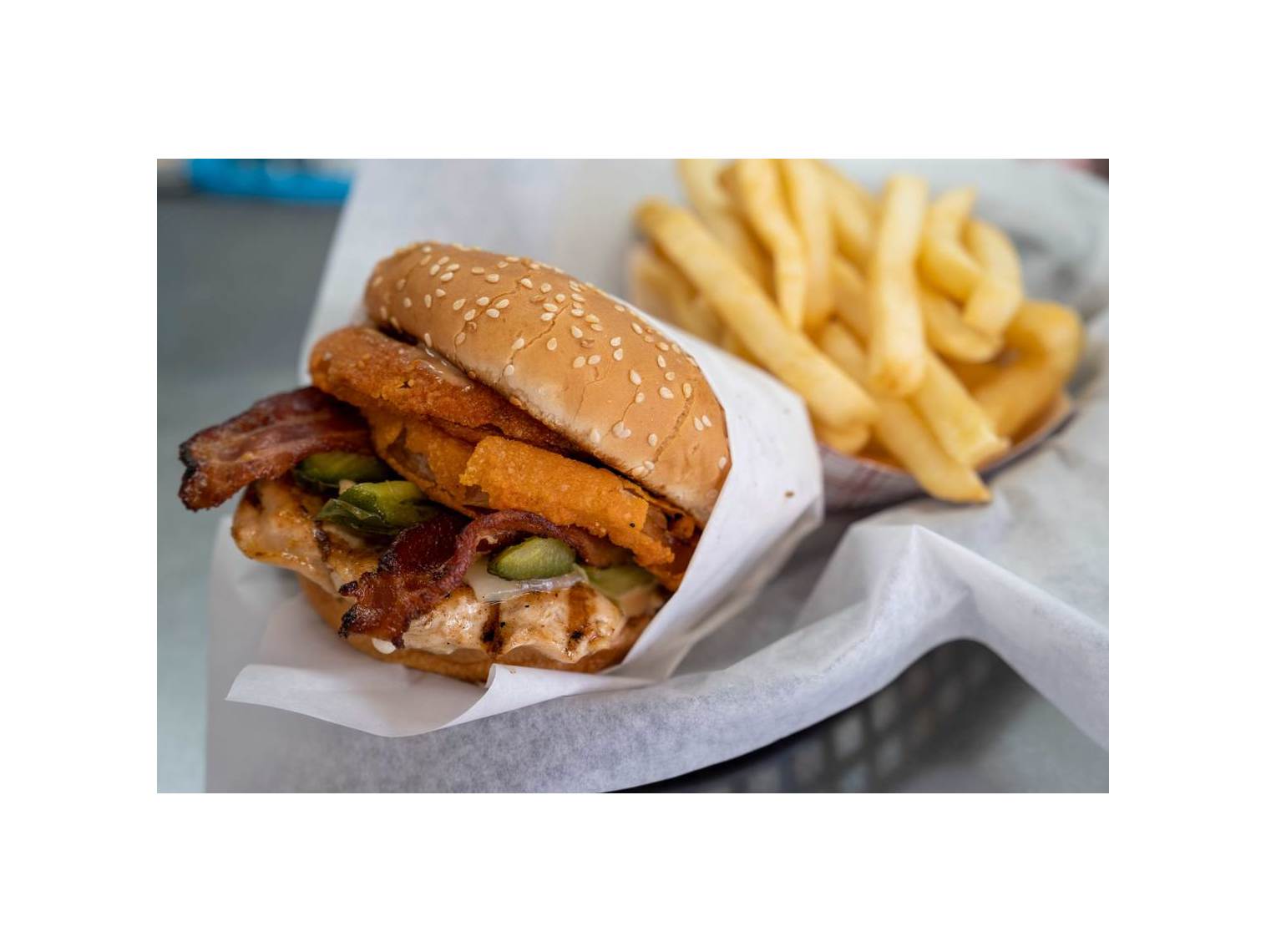 Order Santa Fe Chicken Sandwich food online from Norm Famous Burgers store, Whittier on bringmethat.com