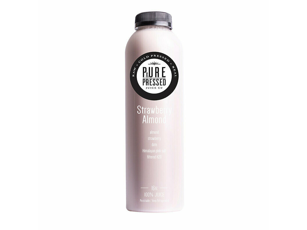 Order Strawberry Almond Mylk food online from Pure & Pressed Juice store, Anchorage on bringmethat.com