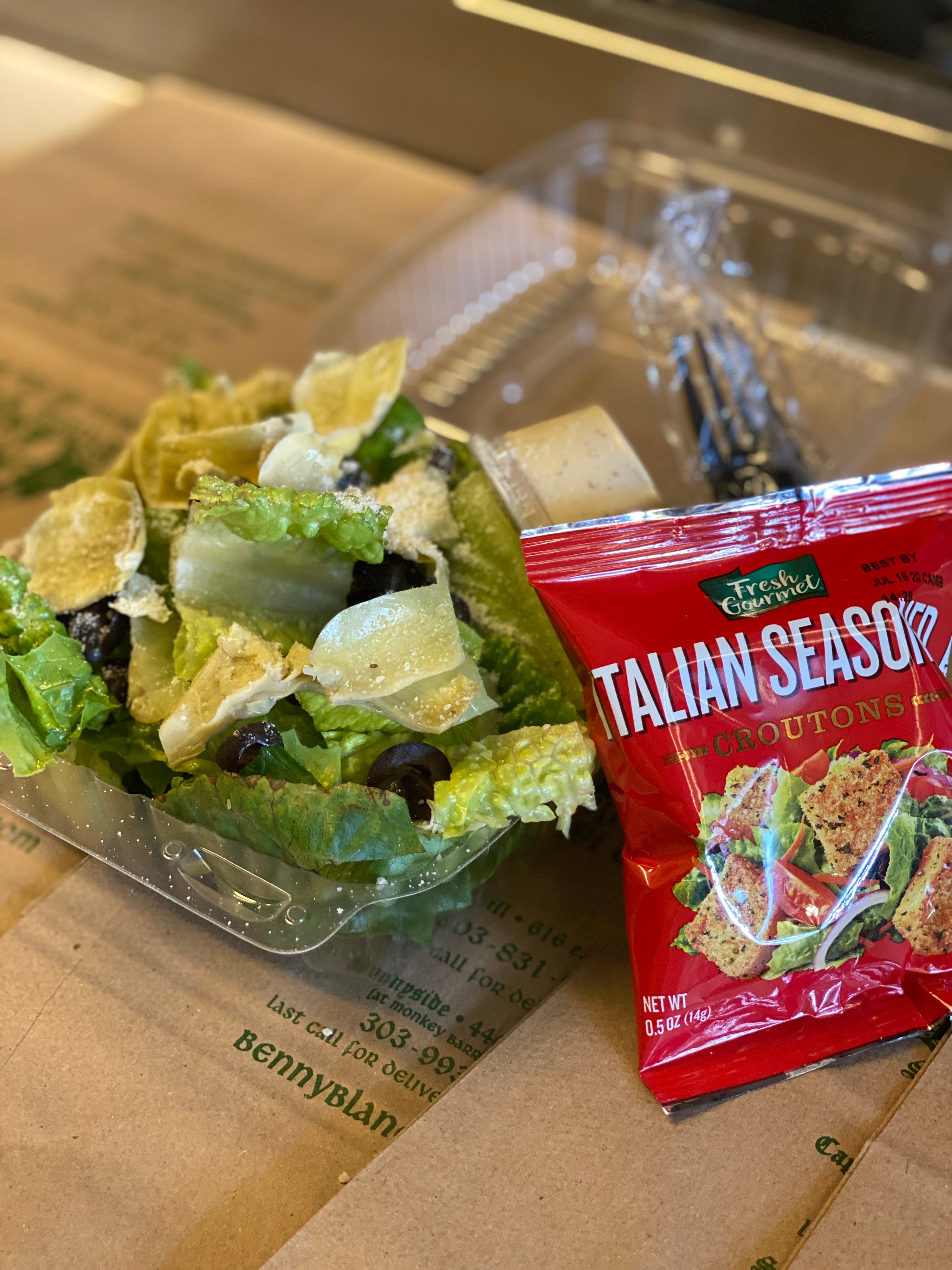 Order Caesar Salad - Small food online from Benny Blanco Pizza store, Denver on bringmethat.com