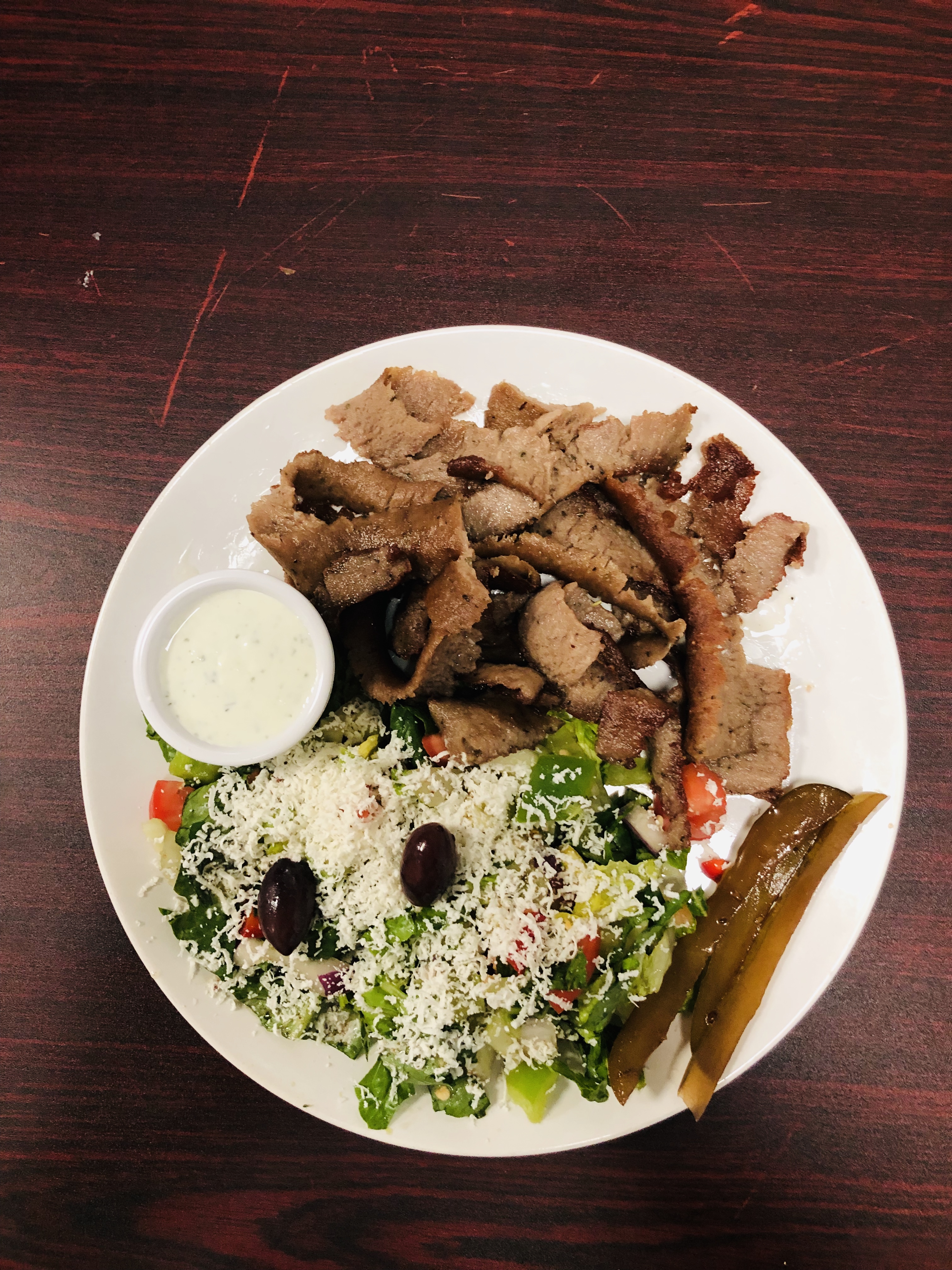 Order Gyro Salad Plate food online from Alexandria Mediterranean Cuisine store, Kent on bringmethat.com