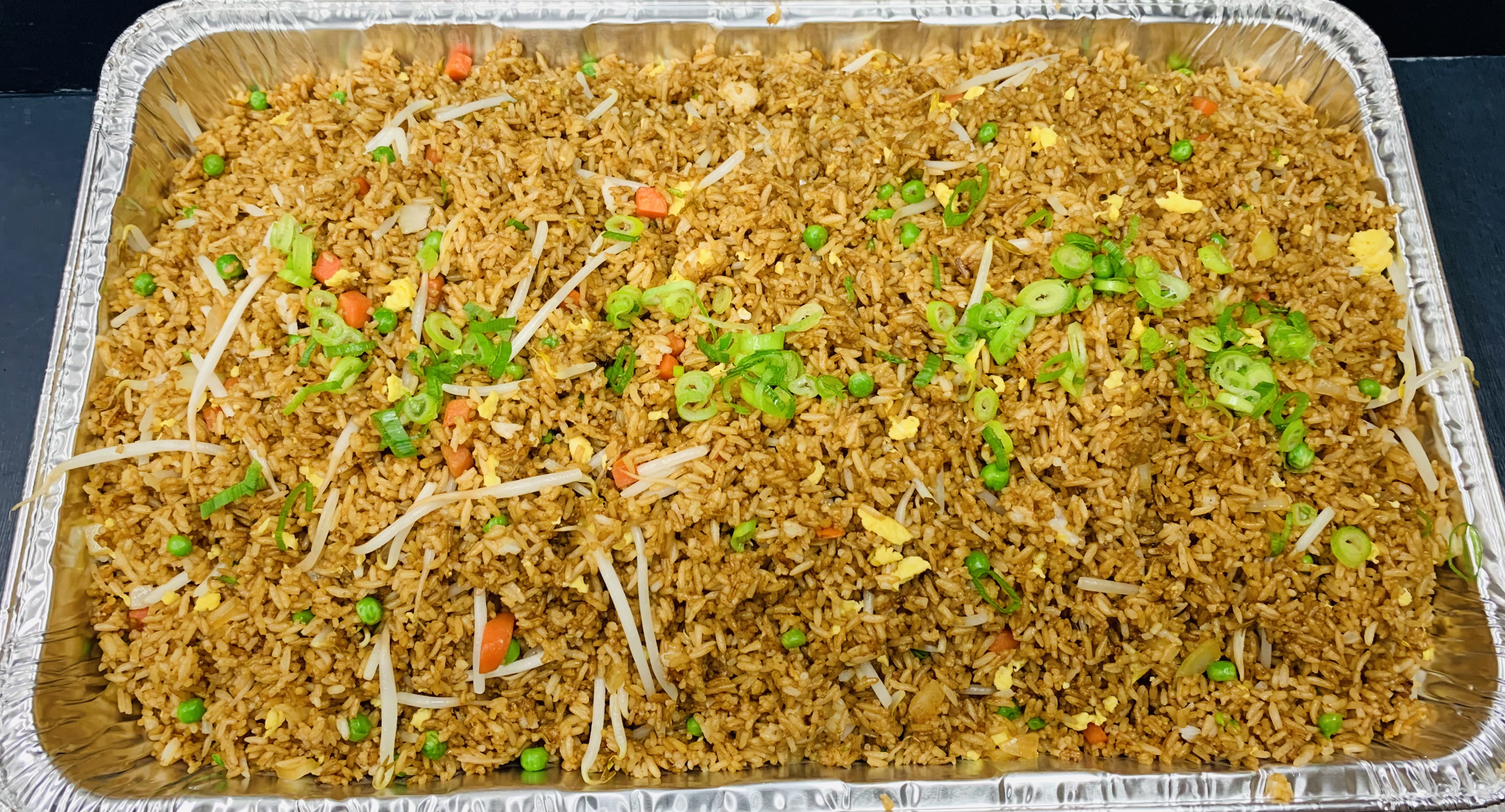 Order 1/2 Tray Vegetable Fried Rice 半盘 蔬菜 炒饭 food online from Khoo Restaurant store, West Warwick on bringmethat.com