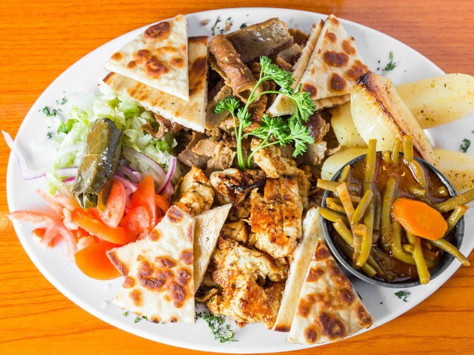 Order Chicken & Gyro Platter food online from Gyro City Grill store, Dacula on bringmethat.com