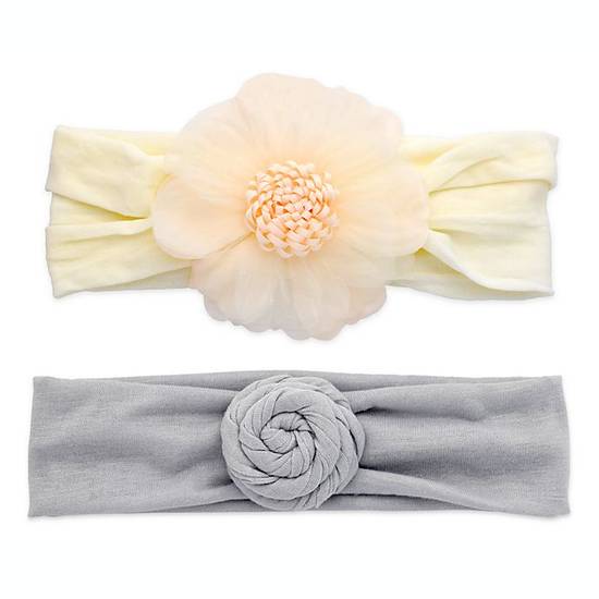 Order Khristie® 2-Pack Flower & Bun Headbands in Ivory/Grey food online from Bed Bath & Beyond store, Lancaster on bringmethat.com