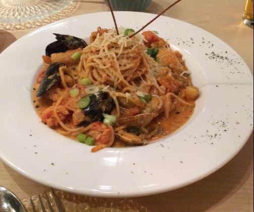 Order 35. Seafood Pescatore Pasta food online from Cafe Gunul 2 store, Rowland Heights on bringmethat.com
