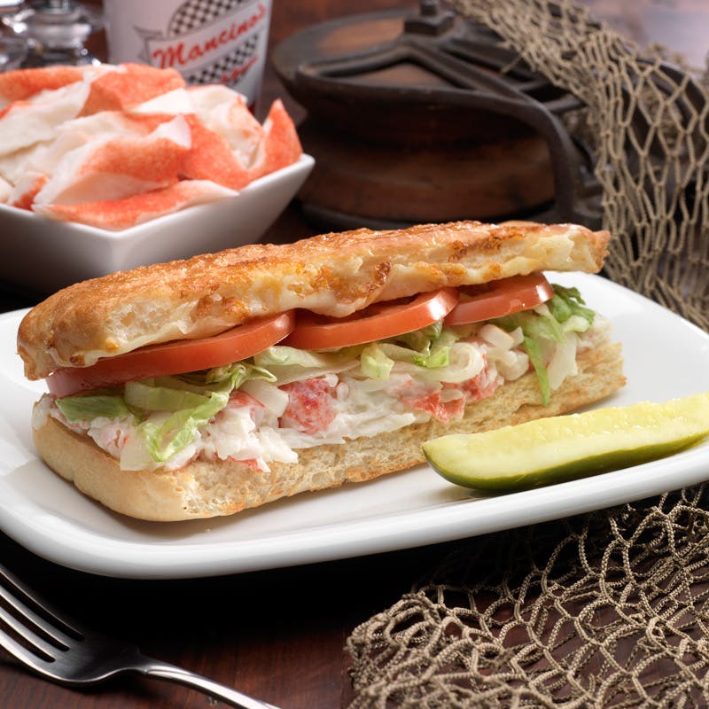 Order Crab & Seafood Grinder - Half food online from Mancino Pizza & Grinders store, Fort Wayne on bringmethat.com