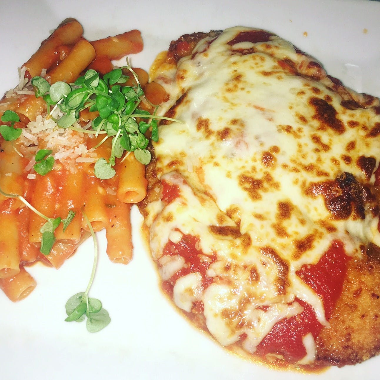 Order Chicken Parm - Entree food online from Cafe Quattro store, Boston on bringmethat.com