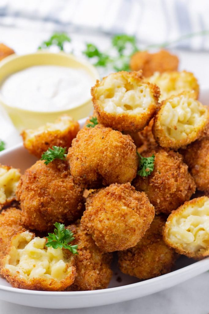 Order 12 Pieces Fried Breaded Mac And Cheese Bites food online from Hawaiian Grill store, Saint Louis on bringmethat.com