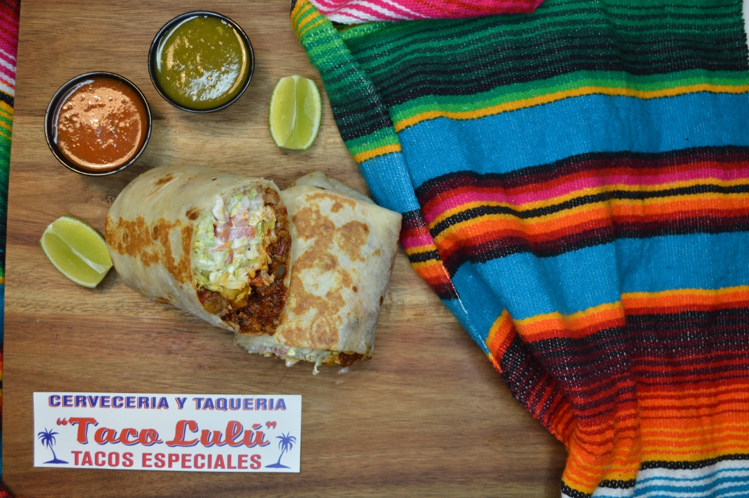Order "Picadillo" Ground Beef Burrito food online from Taco Lulu store, Chicago on bringmethat.com