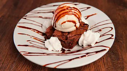 Order Chocolate Brownie with Ice Cream food online from Hickory Tavern store, Wesley Chapel on bringmethat.com