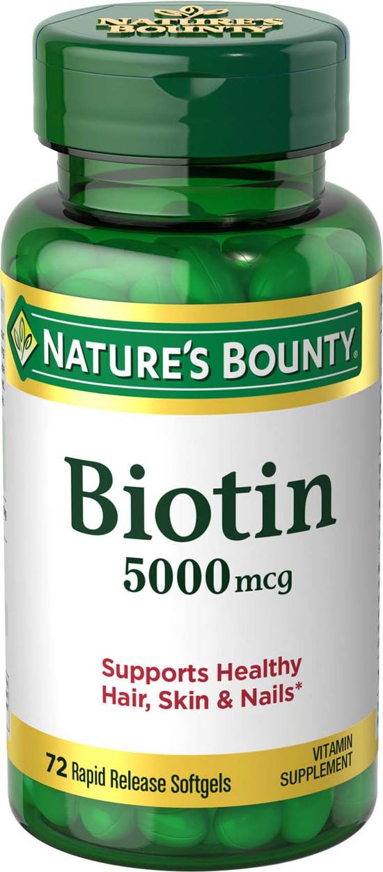 Order Nature's Bounty Biotin Rapid Release Softgels 5mg (60 ct) food online from Rite Aid store, Palm Desert on bringmethat.com