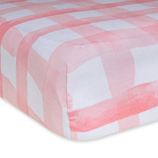 Order Burt's Bees Baby® Organic Cotton Watercolor Buffalo Fitted Crib Sheet in Blossom food online from Bed Bath & Beyond store, Westbury on bringmethat.com