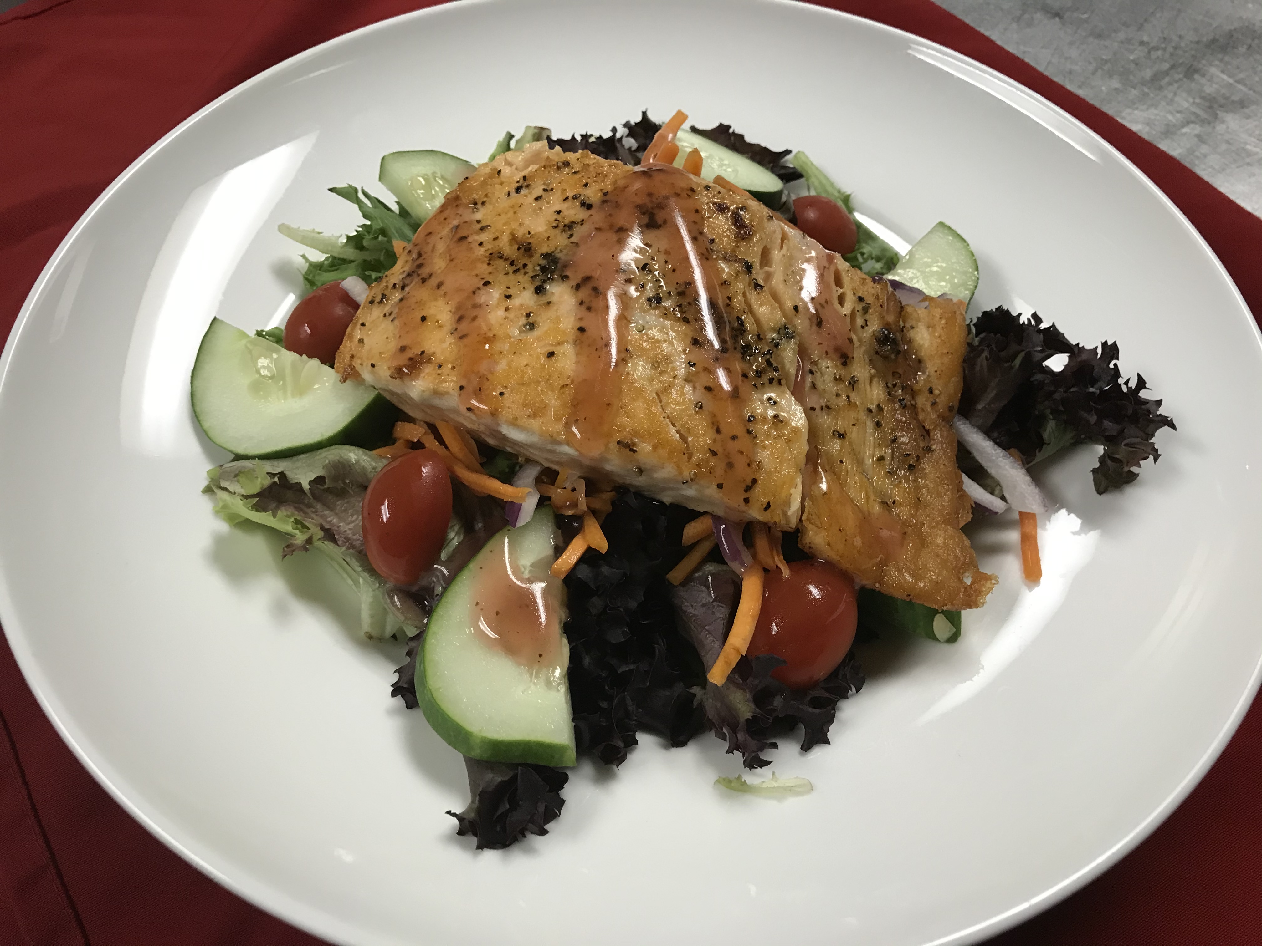 Order Seared Salmon Salad food online from Jay Birds Catering store, Southfield on bringmethat.com