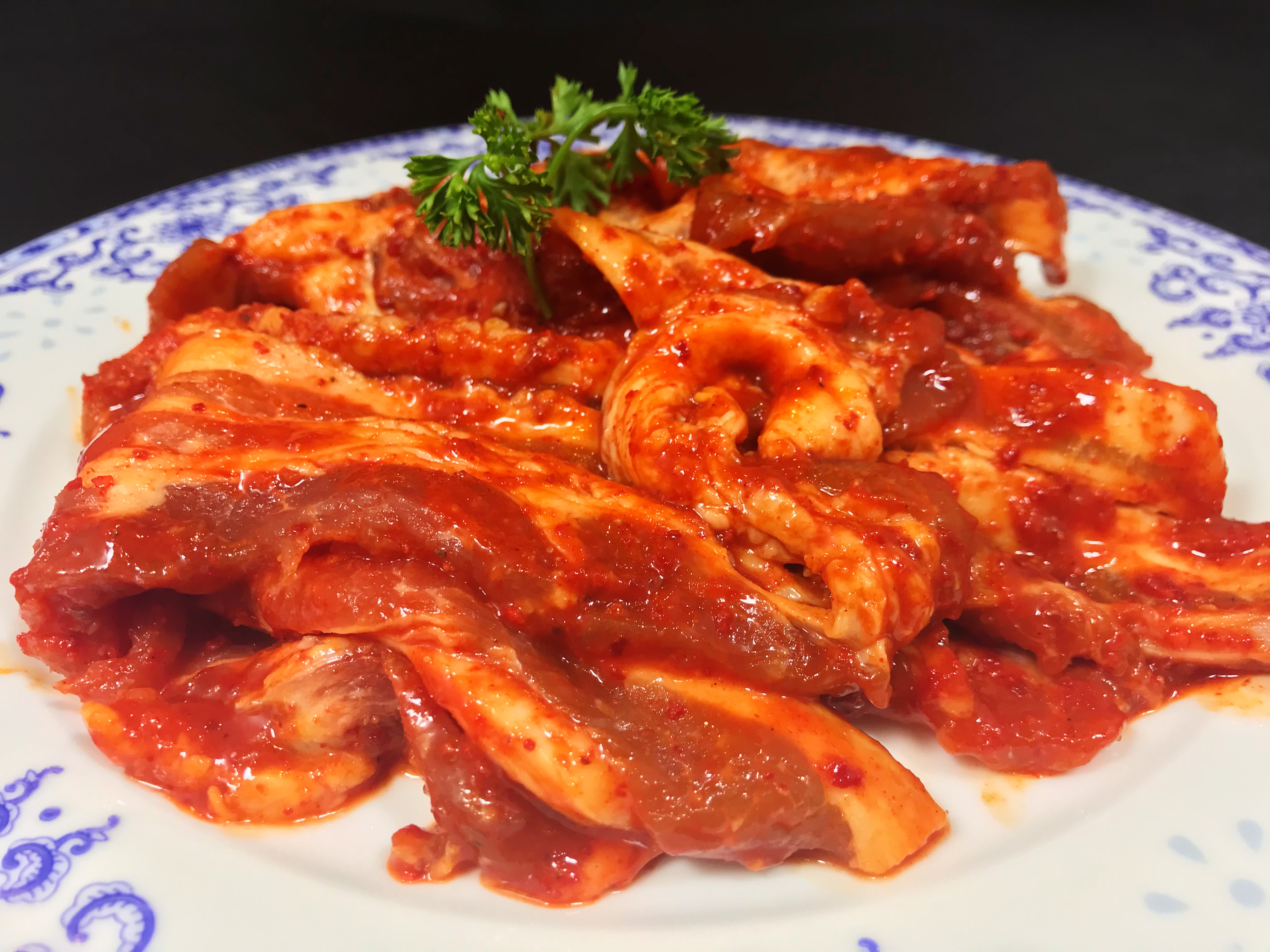 Order 1 lb. Spicy Pork Belly food online from The Warehouse store, San Mateo on bringmethat.com