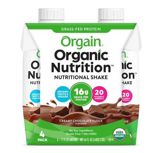 Order Orgain Organic Nutritional Shake Creamy Chocolate Fudge (11 oz x 4 ct) food online from Rite Aid store, PITTSBURGH on bringmethat.com